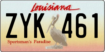 LA license plate ZYK461