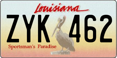 LA license plate ZYK462