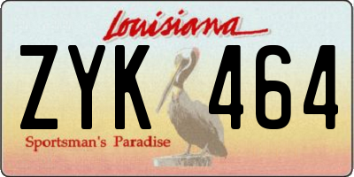 LA license plate ZYK464