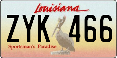LA license plate ZYK466