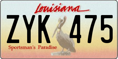 LA license plate ZYK475