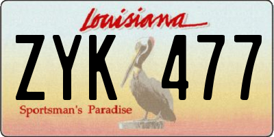 LA license plate ZYK477