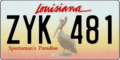 LA license plate ZYK481