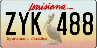 LA license plate ZYK488