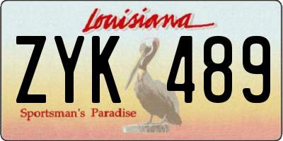 LA license plate ZYK489