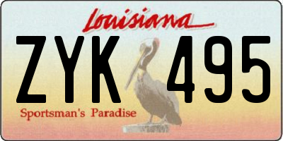 LA license plate ZYK495