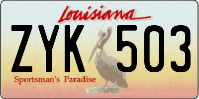 LA license plate ZYK503