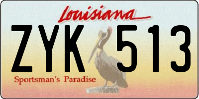 LA license plate ZYK513