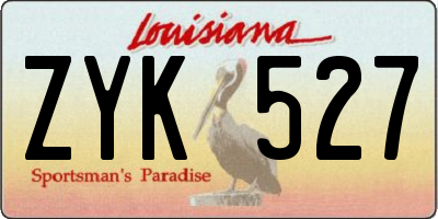 LA license plate ZYK527