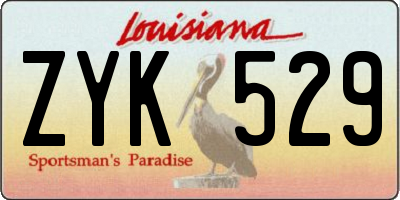 LA license plate ZYK529
