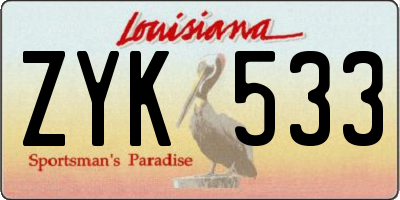 LA license plate ZYK533