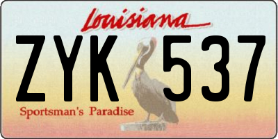 LA license plate ZYK537