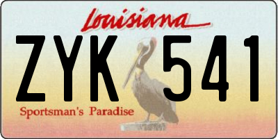 LA license plate ZYK541