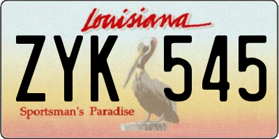 LA license plate ZYK545