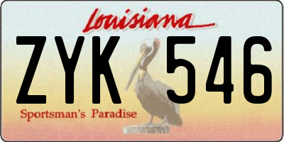 LA license plate ZYK546