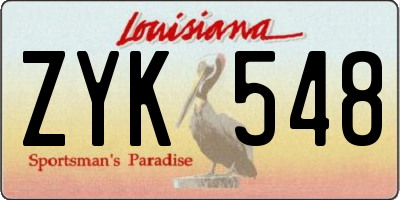 LA license plate ZYK548