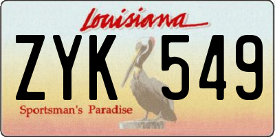 LA license plate ZYK549