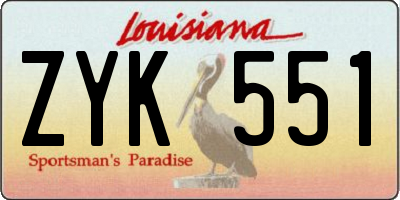 LA license plate ZYK551