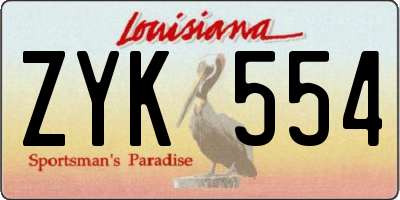 LA license plate ZYK554