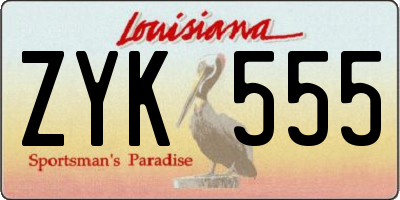 LA license plate ZYK555