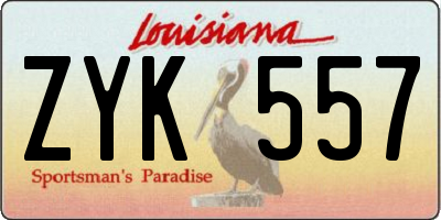 LA license plate ZYK557