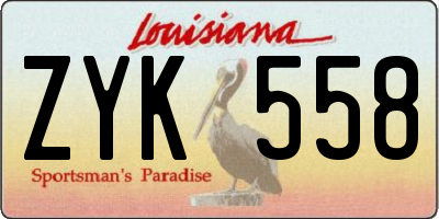 LA license plate ZYK558