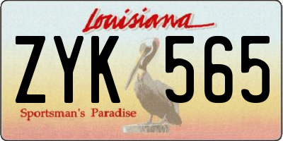 LA license plate ZYK565