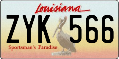 LA license plate ZYK566