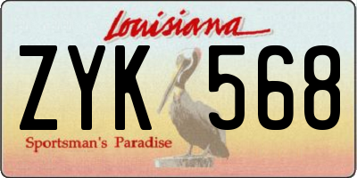 LA license plate ZYK568