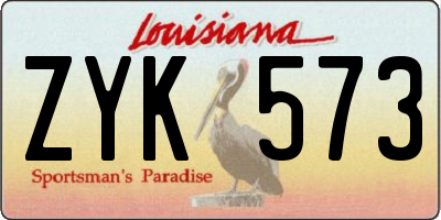 LA license plate ZYK573