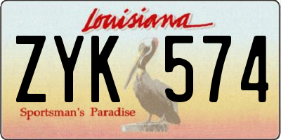 LA license plate ZYK574