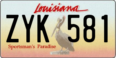LA license plate ZYK581