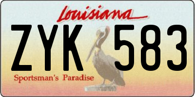 LA license plate ZYK583