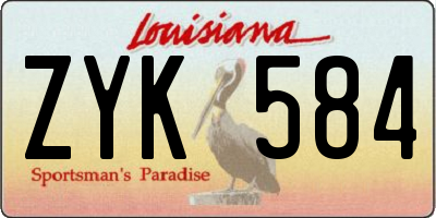 LA license plate ZYK584