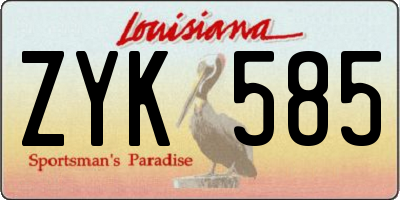 LA license plate ZYK585