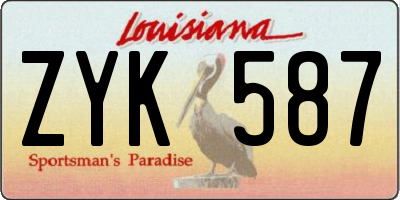 LA license plate ZYK587