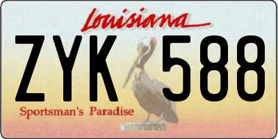 LA license plate ZYK588