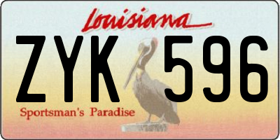 LA license plate ZYK596