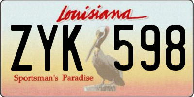 LA license plate ZYK598