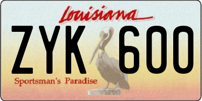 LA license plate ZYK600