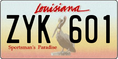 LA license plate ZYK601