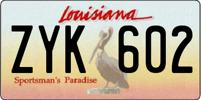 LA license plate ZYK602