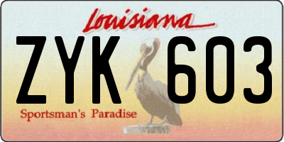 LA license plate ZYK603