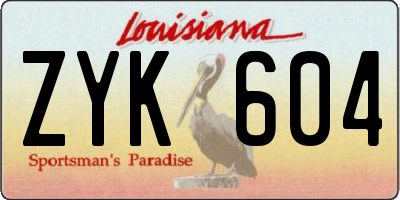 LA license plate ZYK604