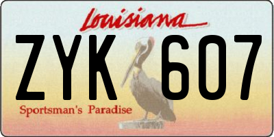 LA license plate ZYK607