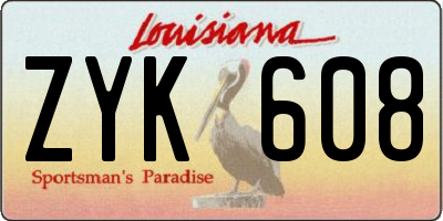 LA license plate ZYK608