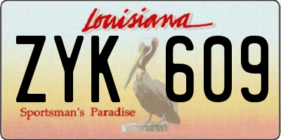 LA license plate ZYK609