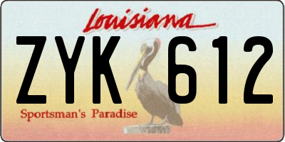 LA license plate ZYK612