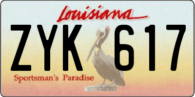 LA license plate ZYK617