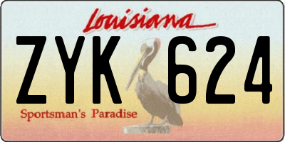 LA license plate ZYK624